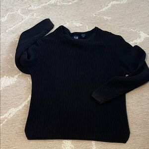 GAP vintage Black Ribbed Fisherman 100%cotton crew neck sweater large